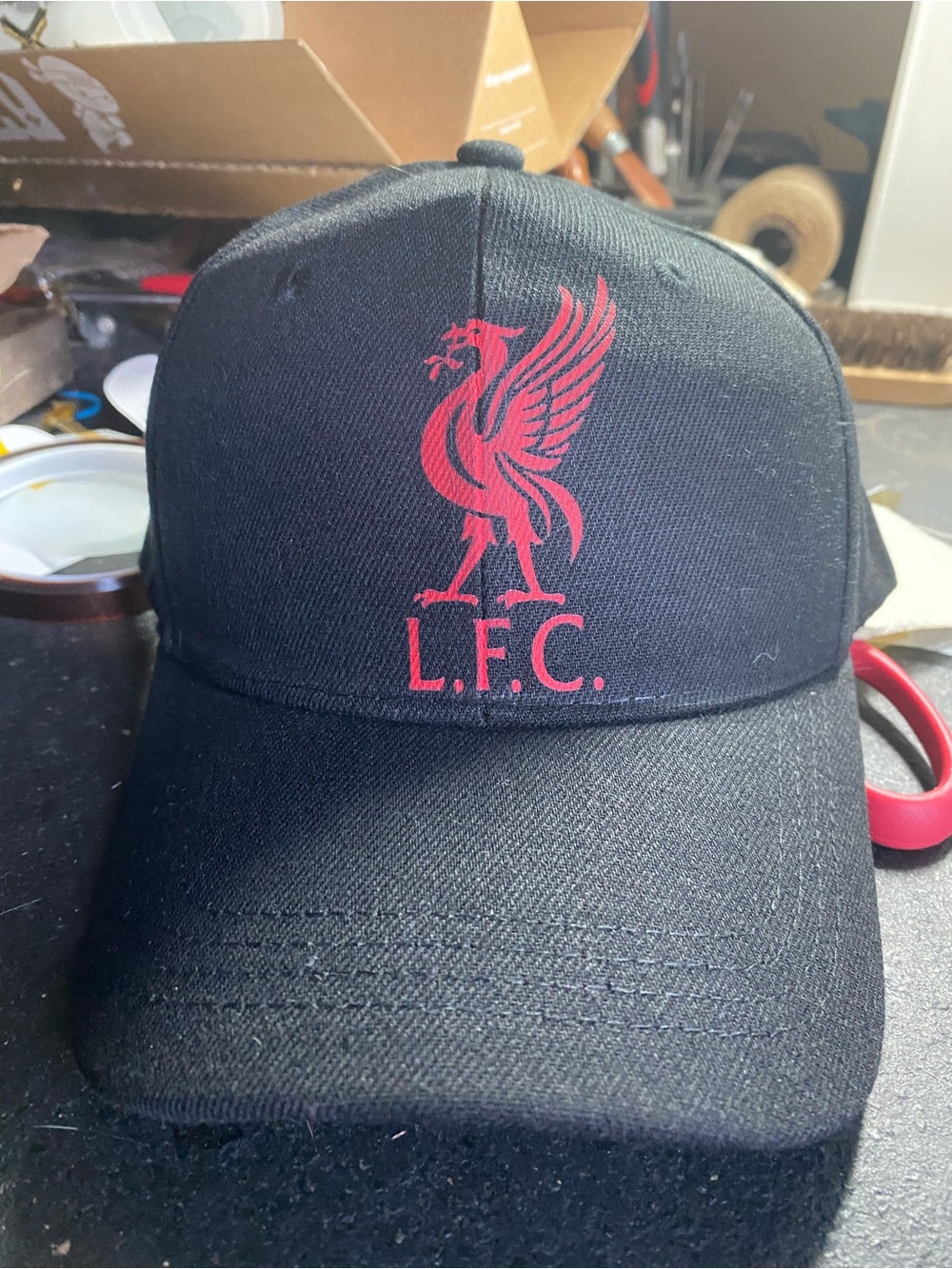 Liverpool Black Hat with Red L.F.C. Crest